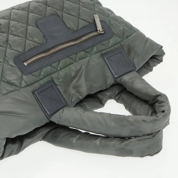 CHANEL Cococoon Shoulder Bag Nylon Gray Silver CC - Picture 10 of 15